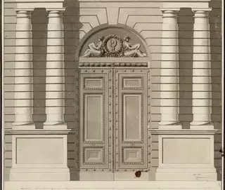 Porte d'entrée du palais du Sénat sur la rue de Tournon _ Cote Plan SENAT_DAPJ_0122 © Archives du Sénat