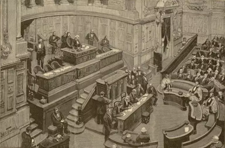 Louis TYNAIRE, La Haute cour de Justice au Sénat. Palais du Luxembourg – Le réquisitoire de M. Quesnay de BEAUREPAIRE du 12 avril 1889  © Sénat